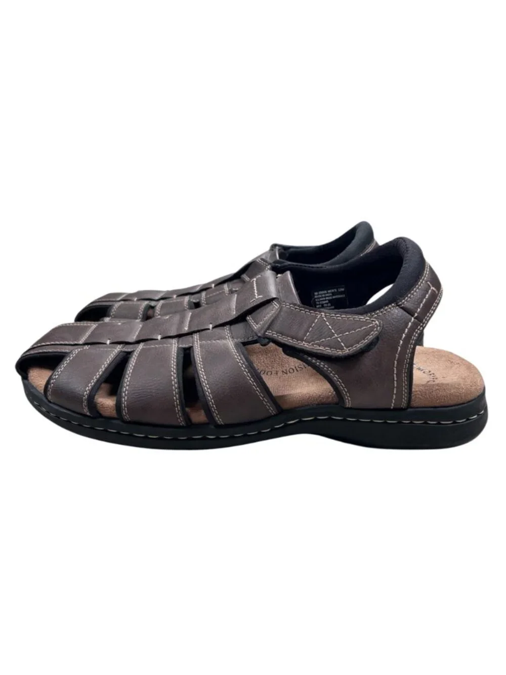 Dockers Marin Fisherman Sandal 12 Men Memory Foam Leather Brown Comfort
